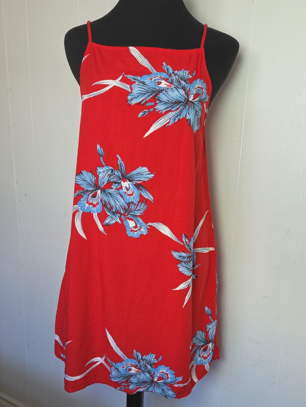 Vans Red Mini Dress with Blue Floral Print